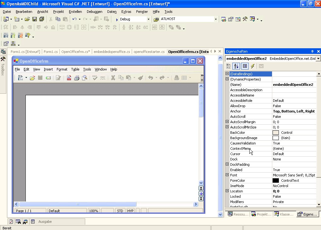 Embedded OpenOffice .net UserControl